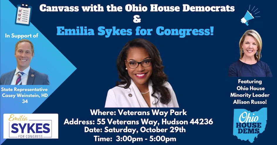 Canvass with the Ohio House Democrats & Emilia sykes for Congress!